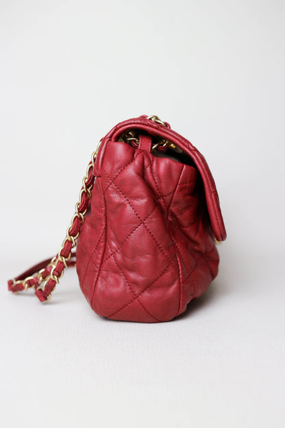 CHANEL Coco Pleats Jumbo Single Flap Bag Red