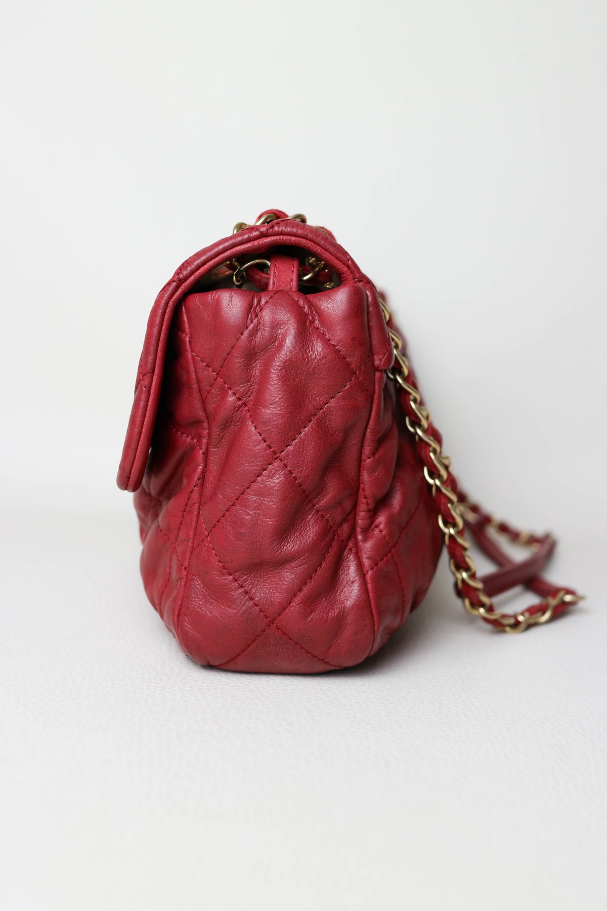 CHANEL Coco Pleats Jumbo Single Flap Bag Red