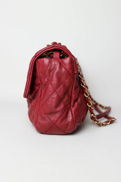 CHANEL Coco Pleats Jumbo Single Flap Bag Red