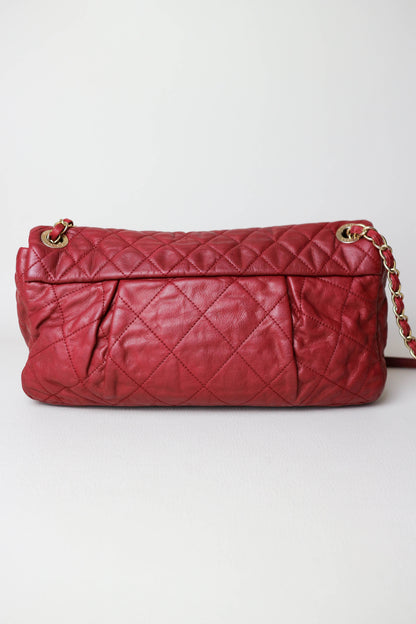 CHANEL Coco Pleats Jumbo Single Flap Bag Red