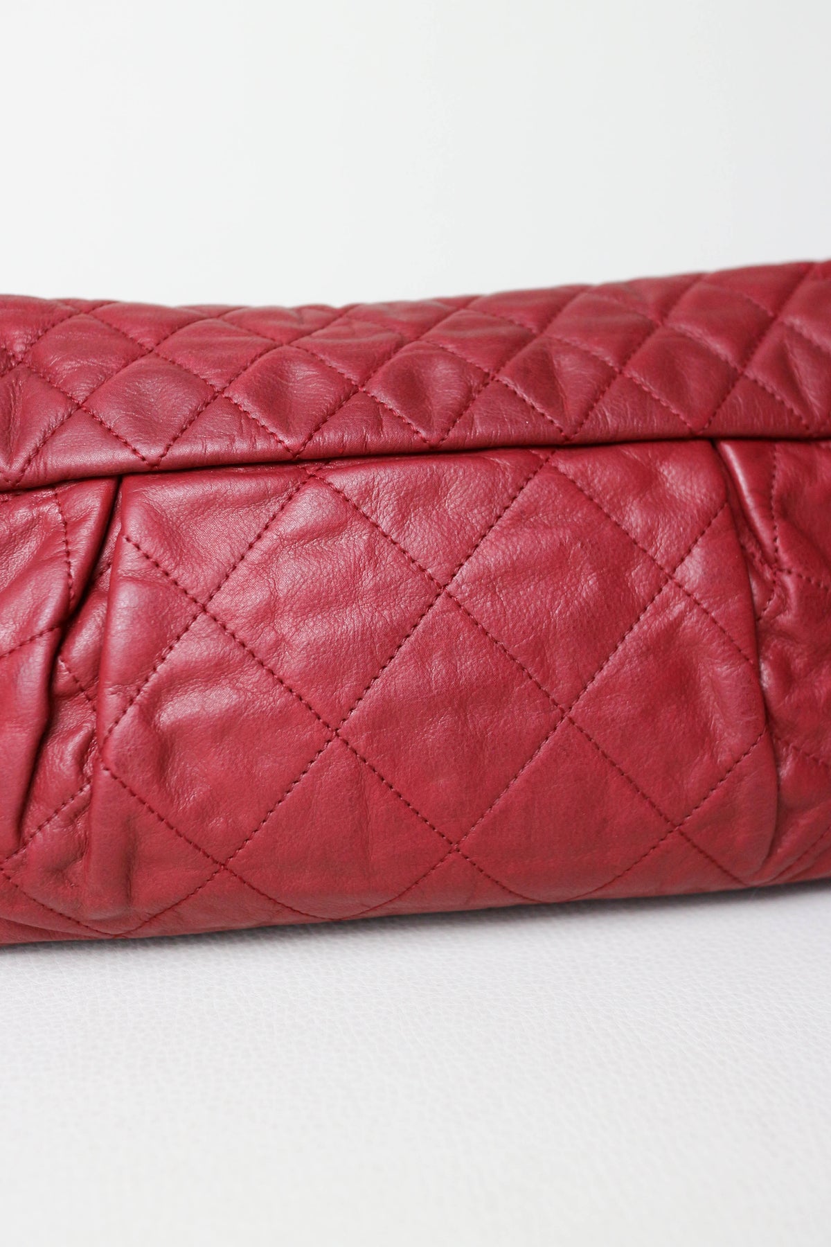 CHANEL Coco Pleats Jumbo Single Flap Bag Red
