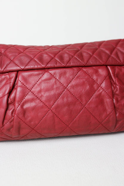 CHANEL Coco Pleats Jumbo Single Flap Bag Red