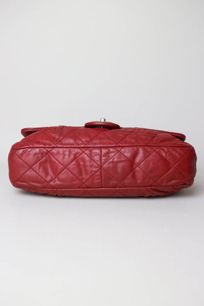 CHANEL Coco Pleats Jumbo Single Flap Bag Red