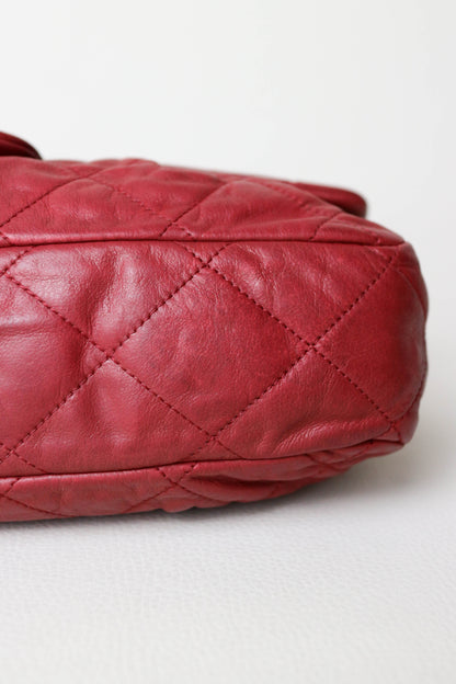 CHANEL Coco Pleats Jumbo Single Flap Bag Red