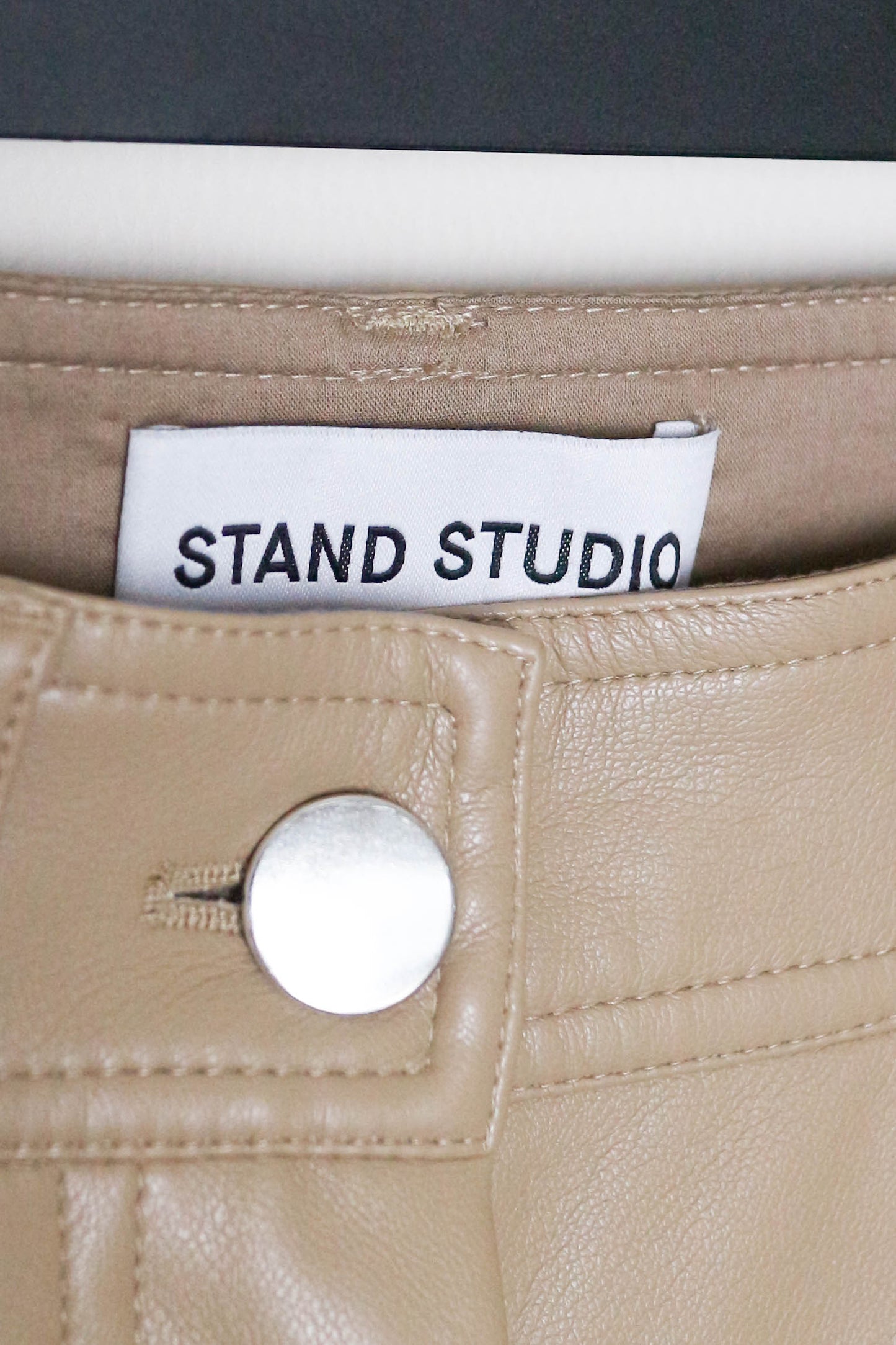 Stand Studio Faux Leather Pants Beige
