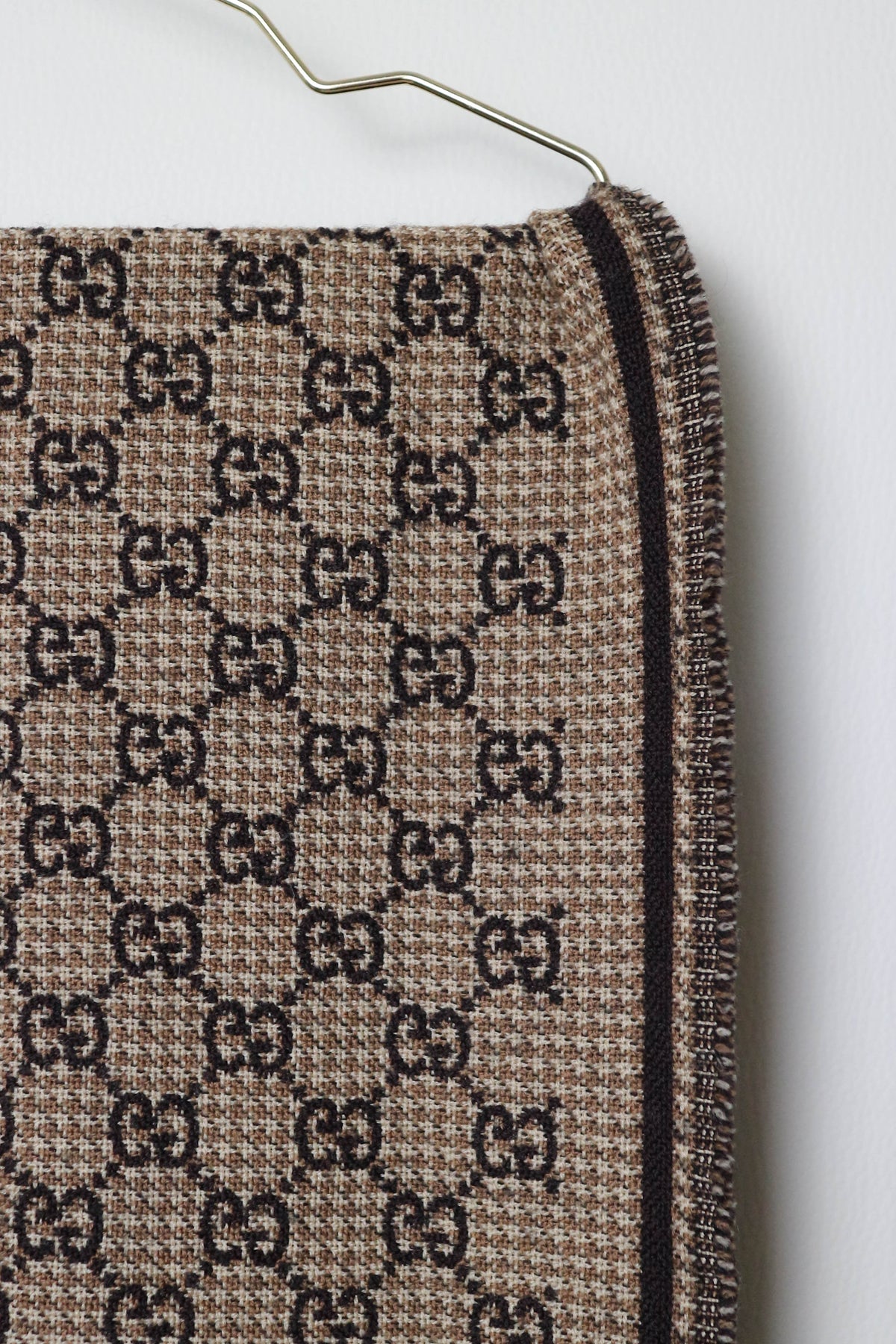 Gucci Monogram Wool Jacquard Scarf Brown