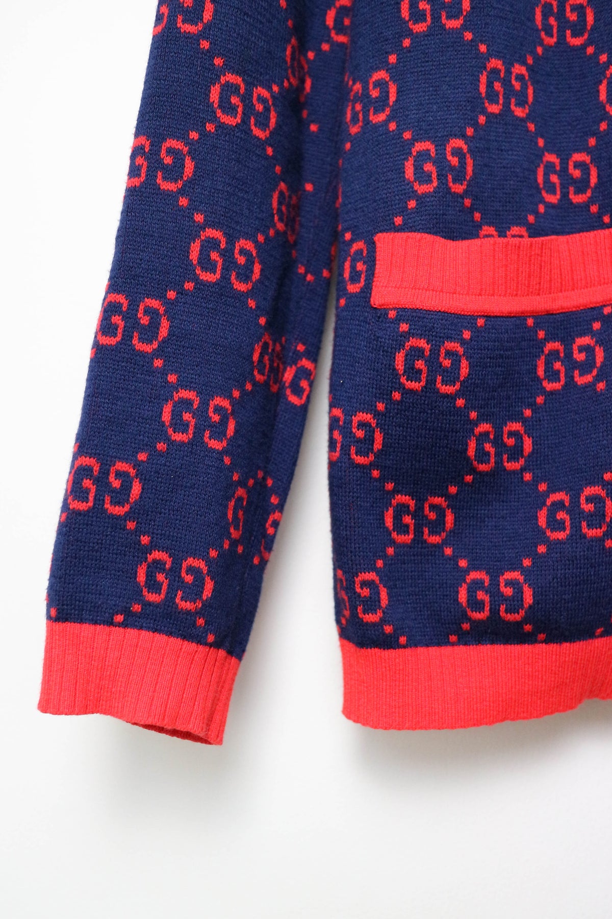 Gucci GG Logo Knit Cardigan Red/Navy
