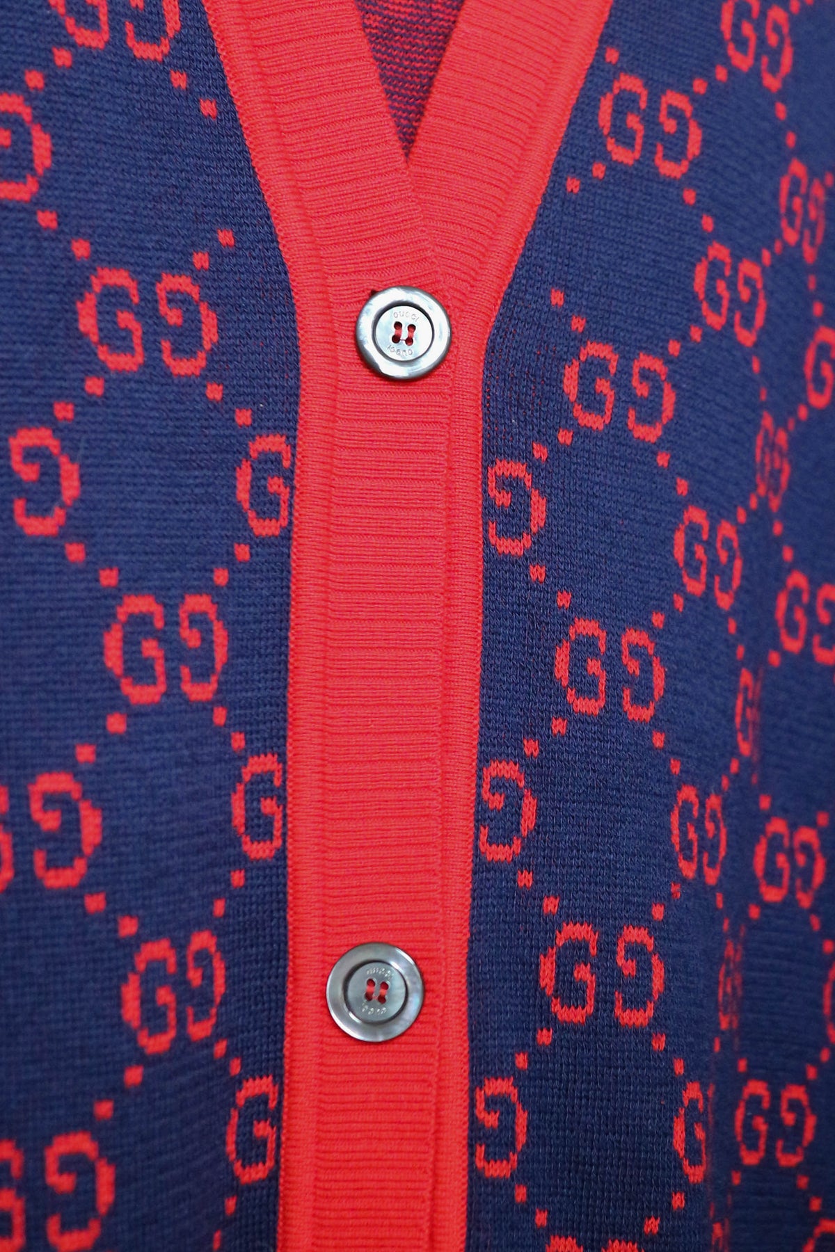 Gucci GG Logo Knit Cardigan Red/Navy