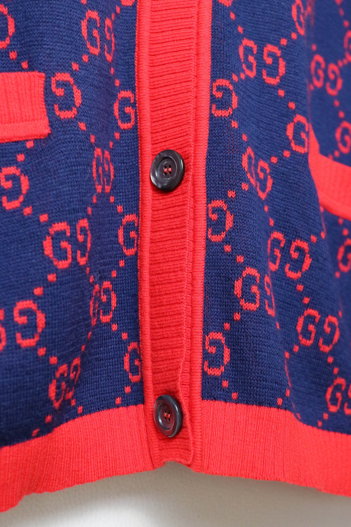 Gucci GG Logo Knit Cardigan Red/Navy