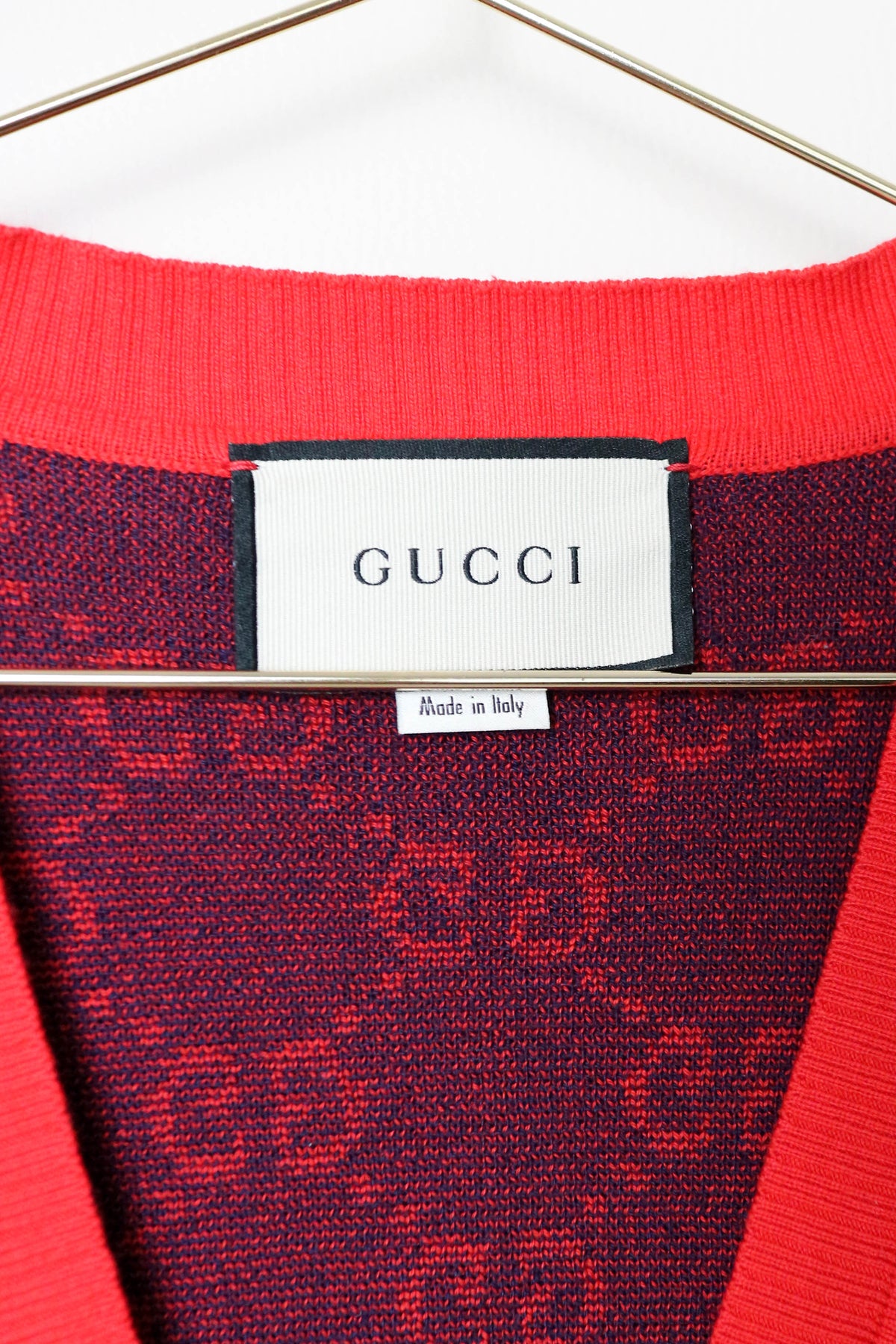 Gucci GG Logo Knit Cardigan Red/Navy