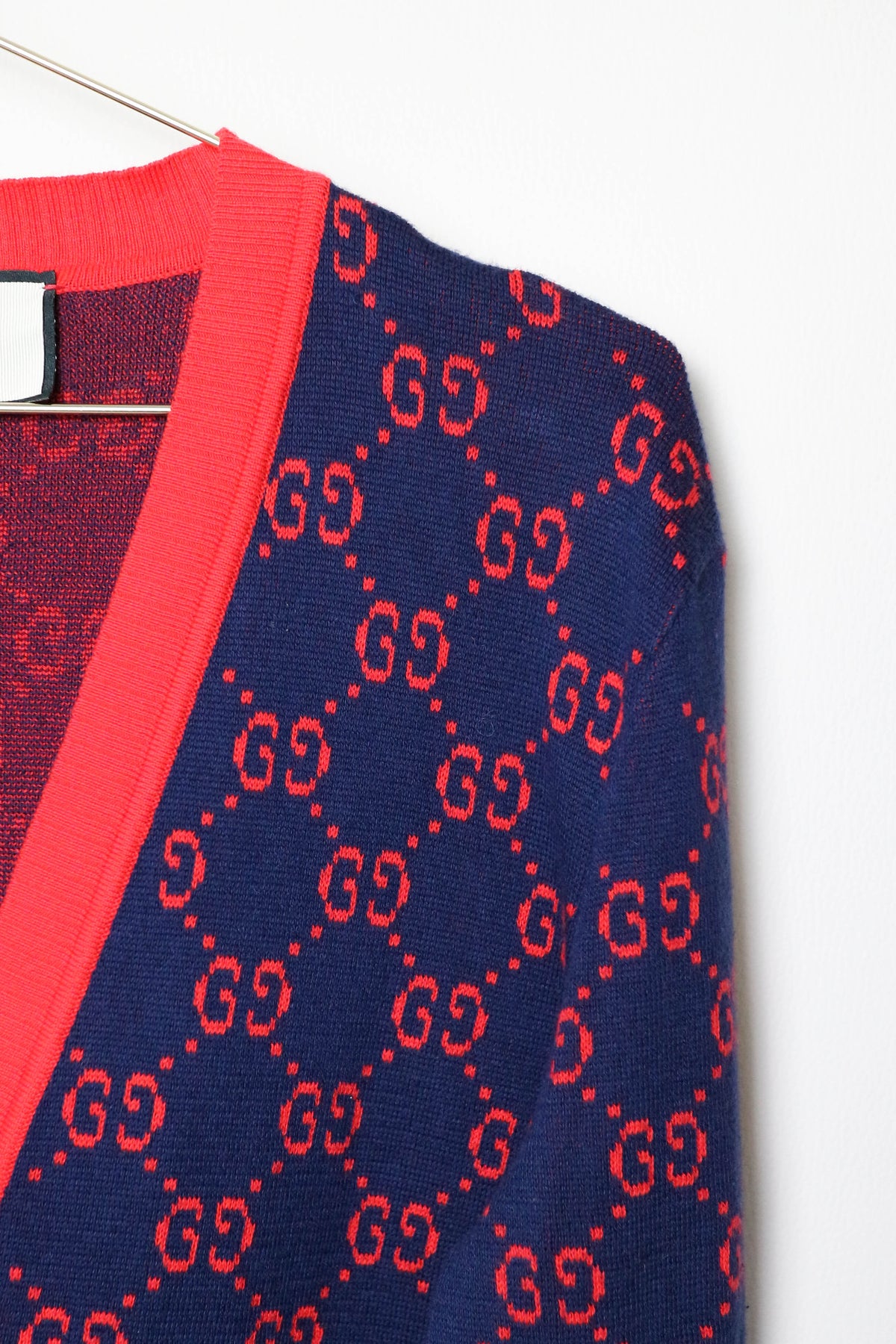 Gucci GG Logo Knit Cardigan Red/Navy