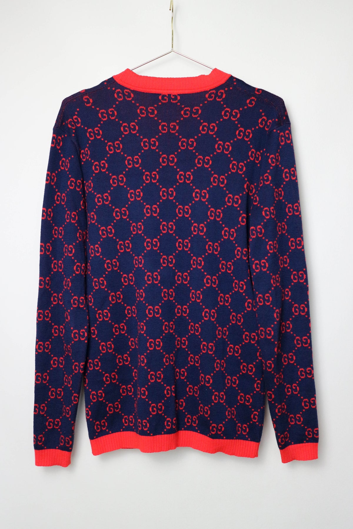 Gucci GG Logo Knit Cardigan Red/Navy