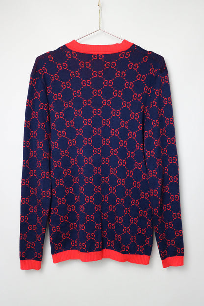 Gucci GG Logo Knit Cardigan Red/Navy