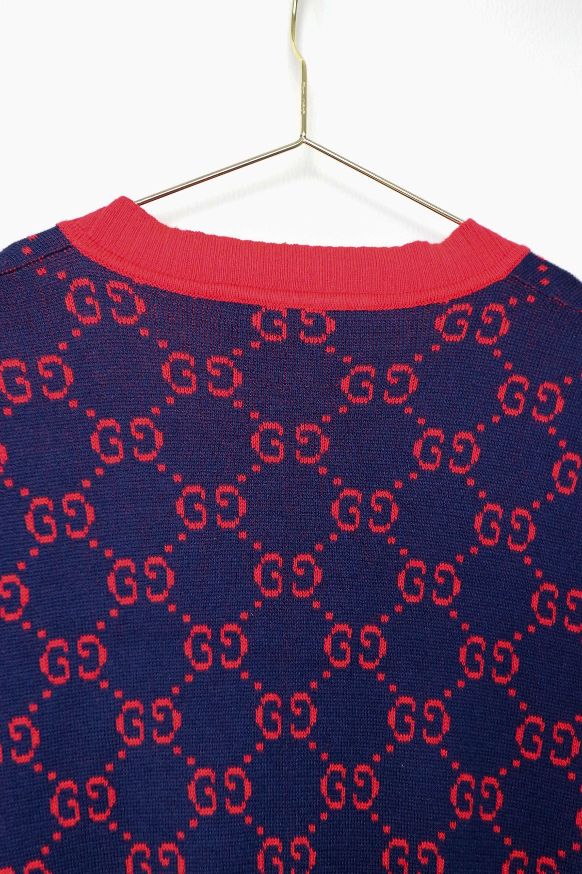Gucci GG Logo Knit Cardigan Red/Navy