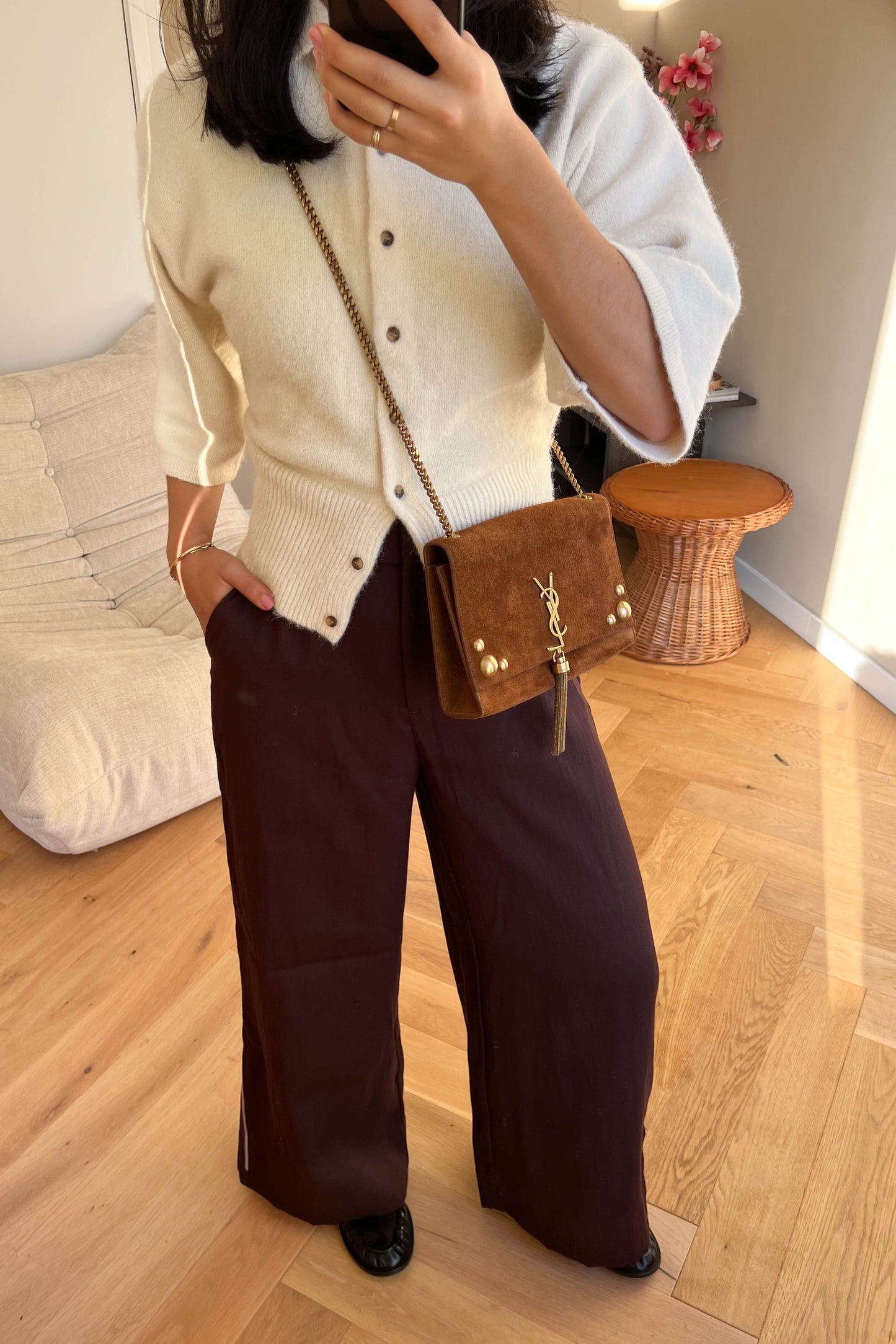 Saint Laurent Kate Suede Bag Brown