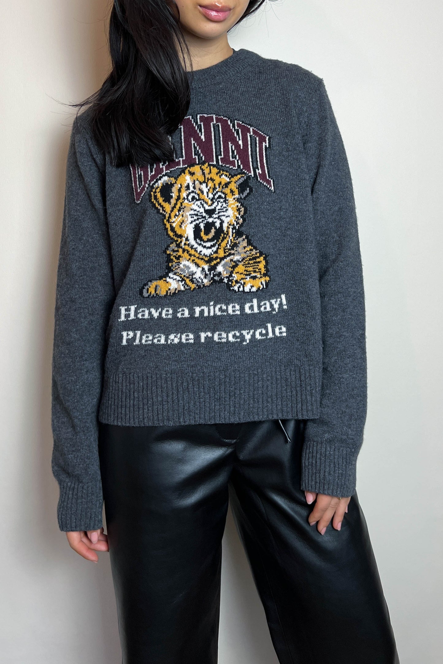 GANNI Knit Logo Tiger Jumper