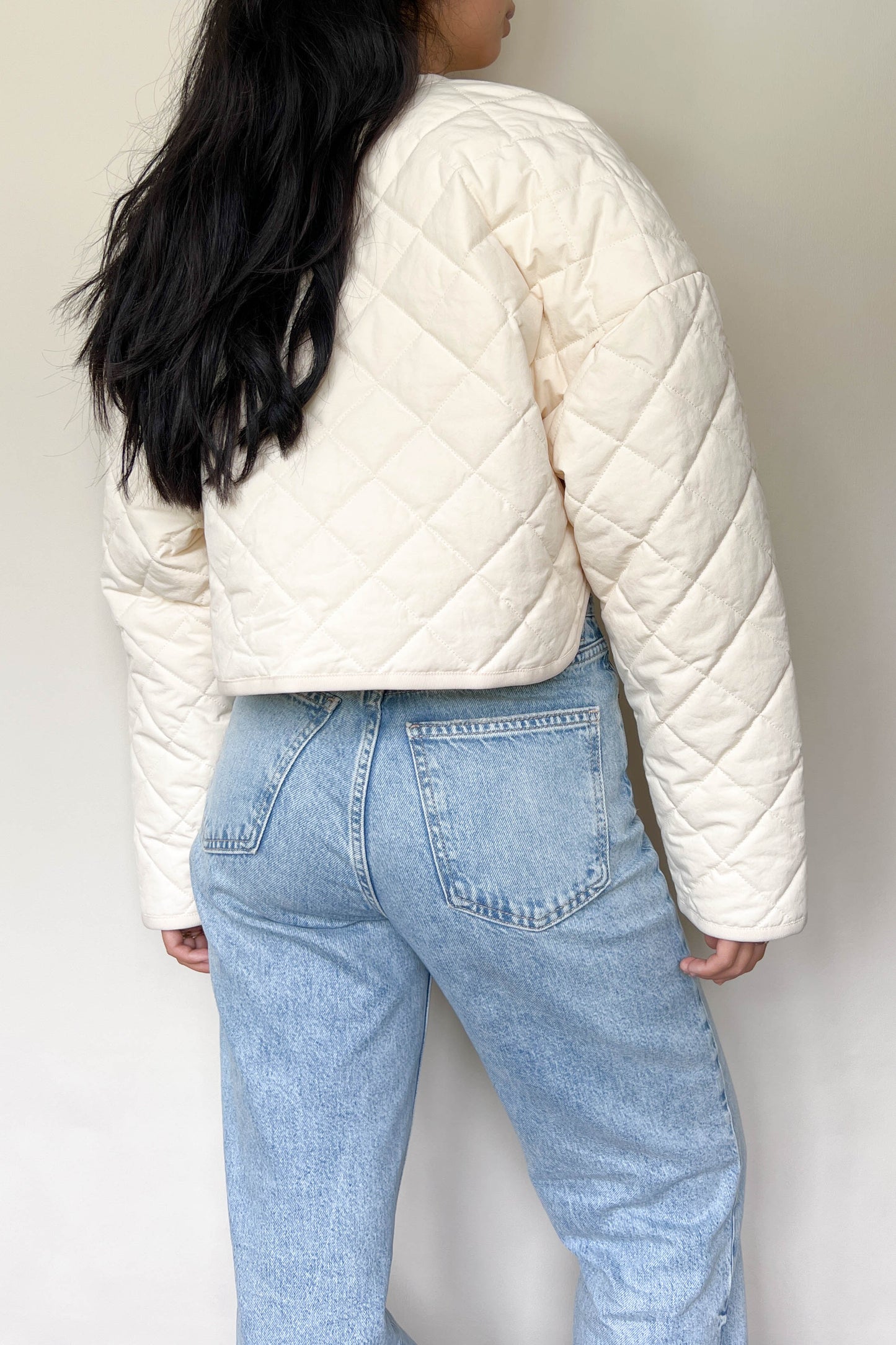 Nanushka Julia Quilted Cropped Jacket Cream