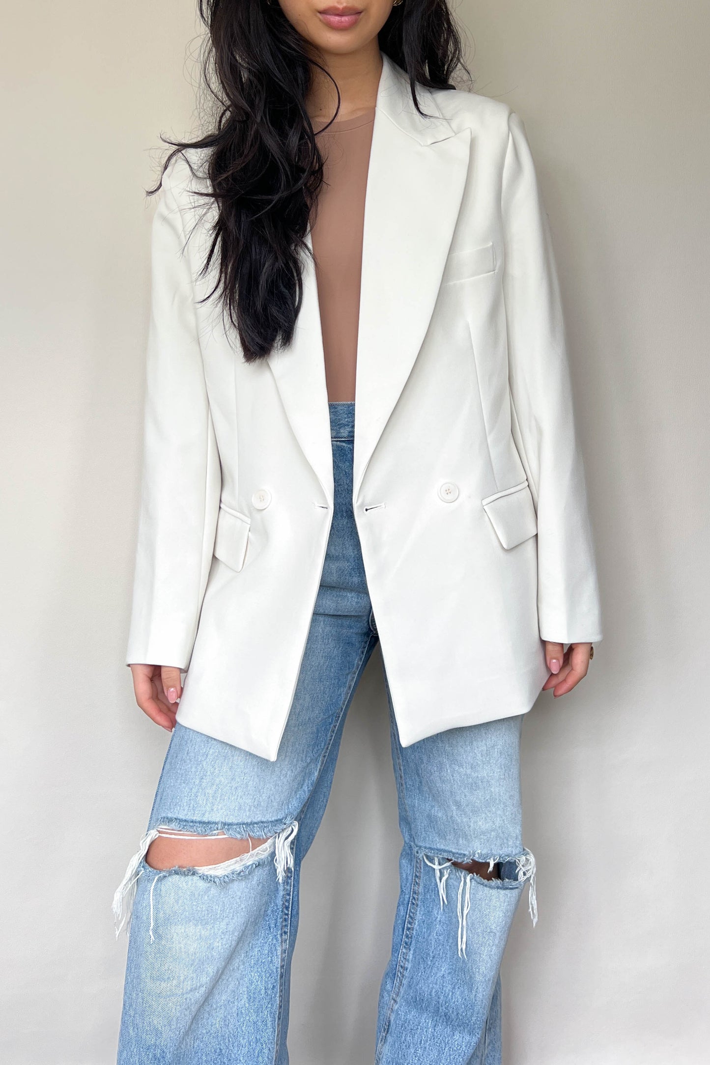 The Frankie Shop Oversized Corrin Blazer Ivory