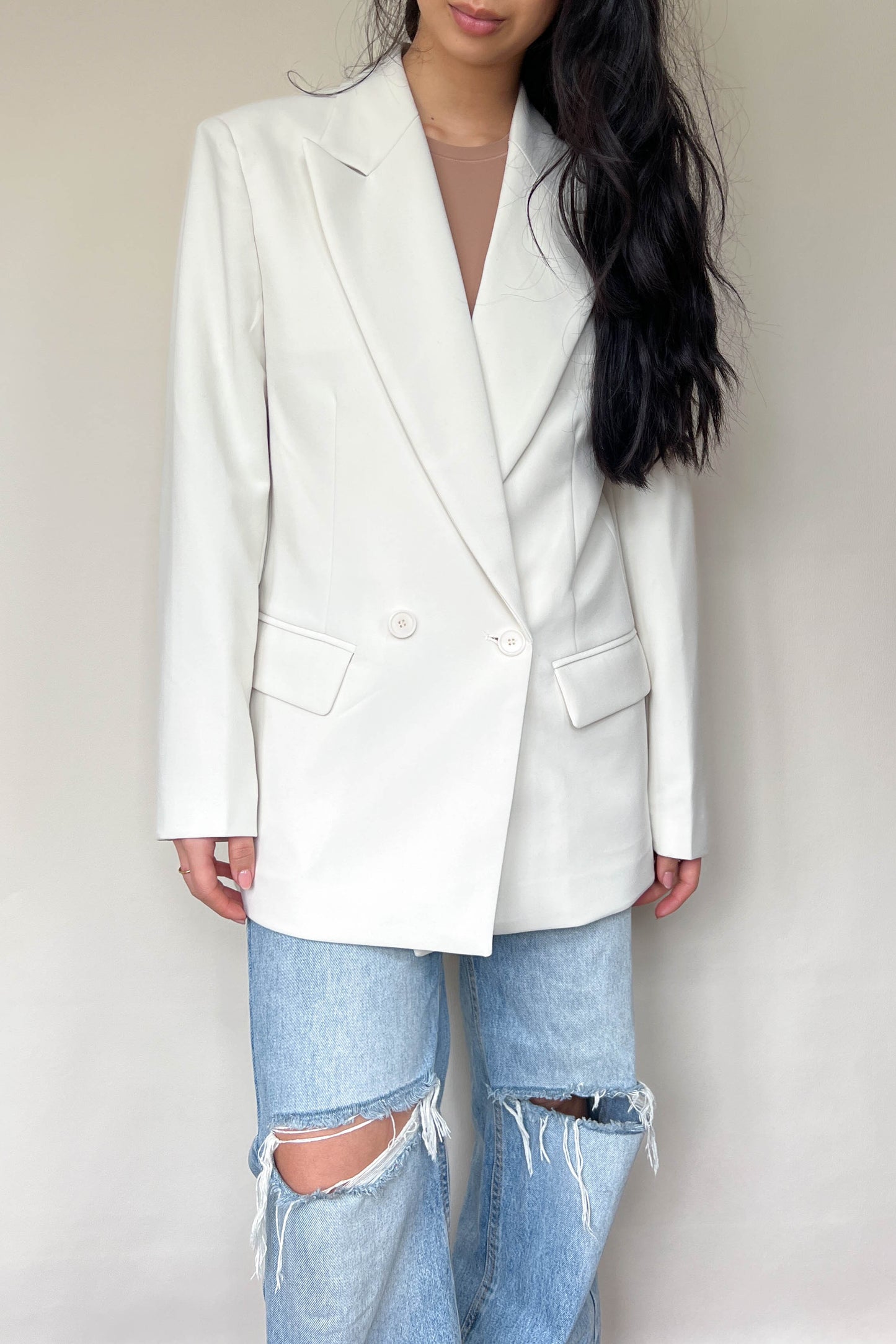 The Frankie Shop Oversized Corrin Blazer Ivory