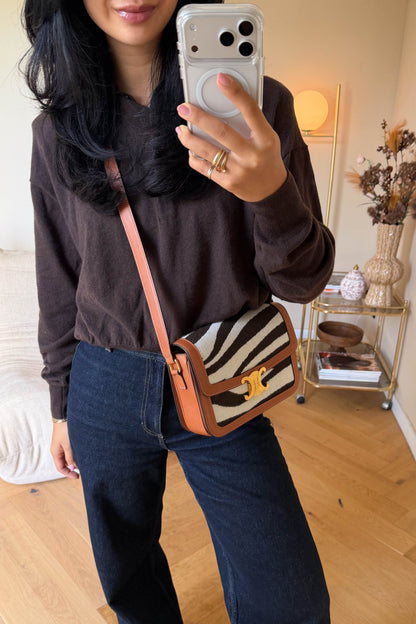 CELINE Triomphe Zebra Crossbody Bag