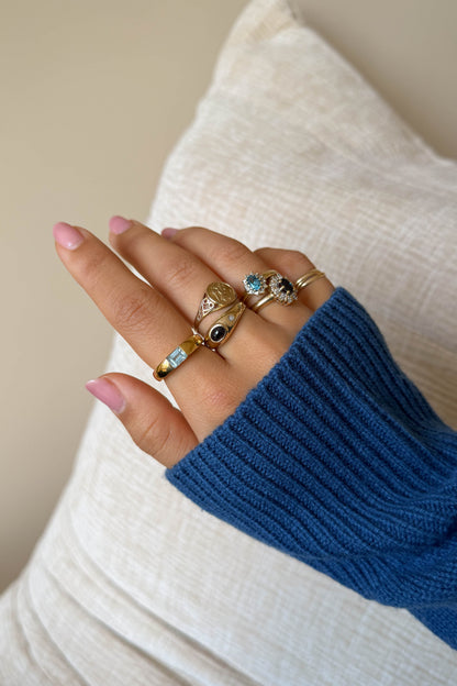 Vintage Sapphire and Diamond Oval Cluster Ring
