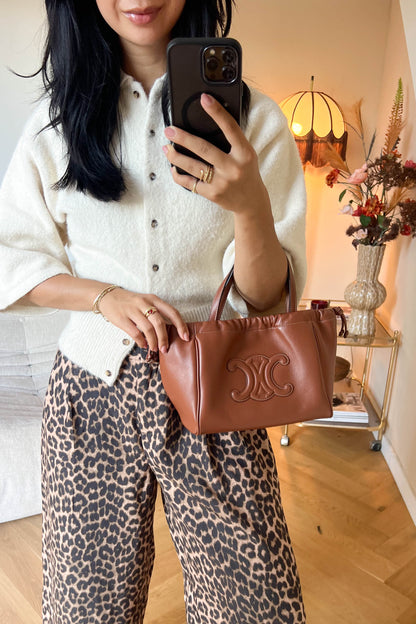 CELINE Triomphe Drawstring Tote Bag Brown