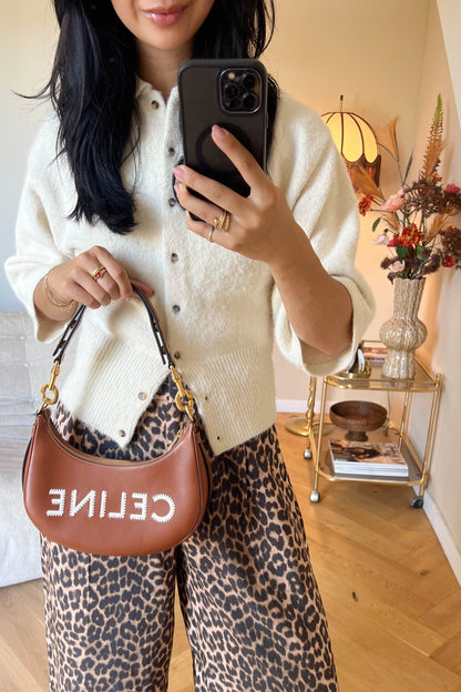 CELINE Logo Ava Shoulder Bag Brown
