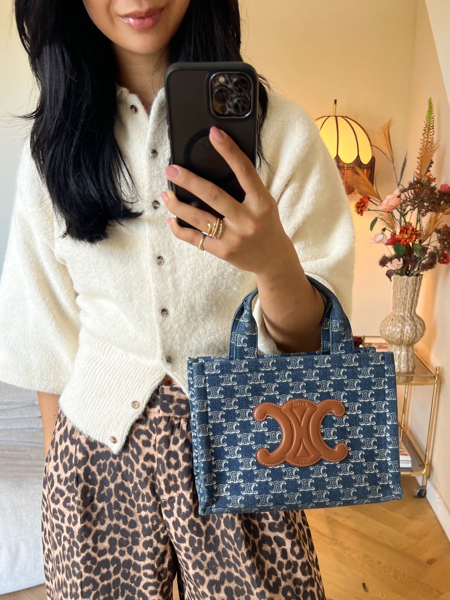 CELINE Triomphe Denim Tote Bag