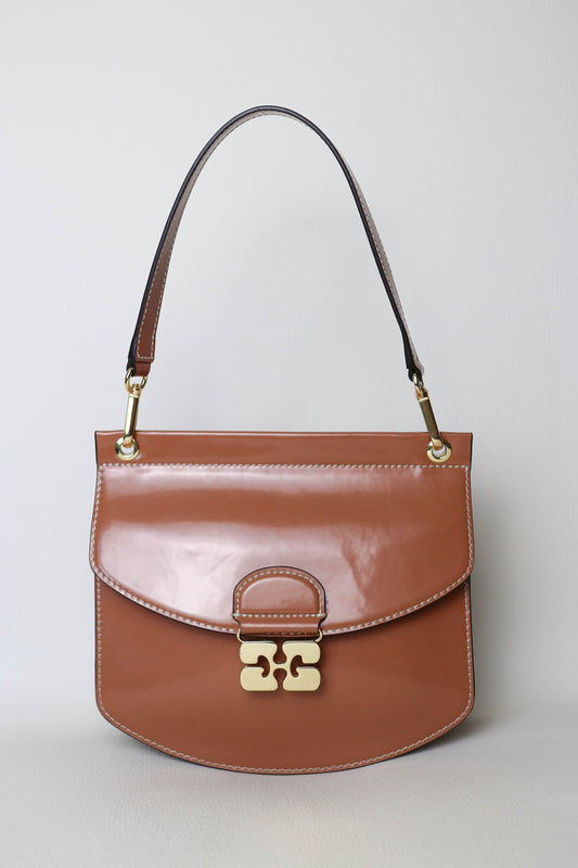 GANNI Logo Shoulder Bag Caramel
