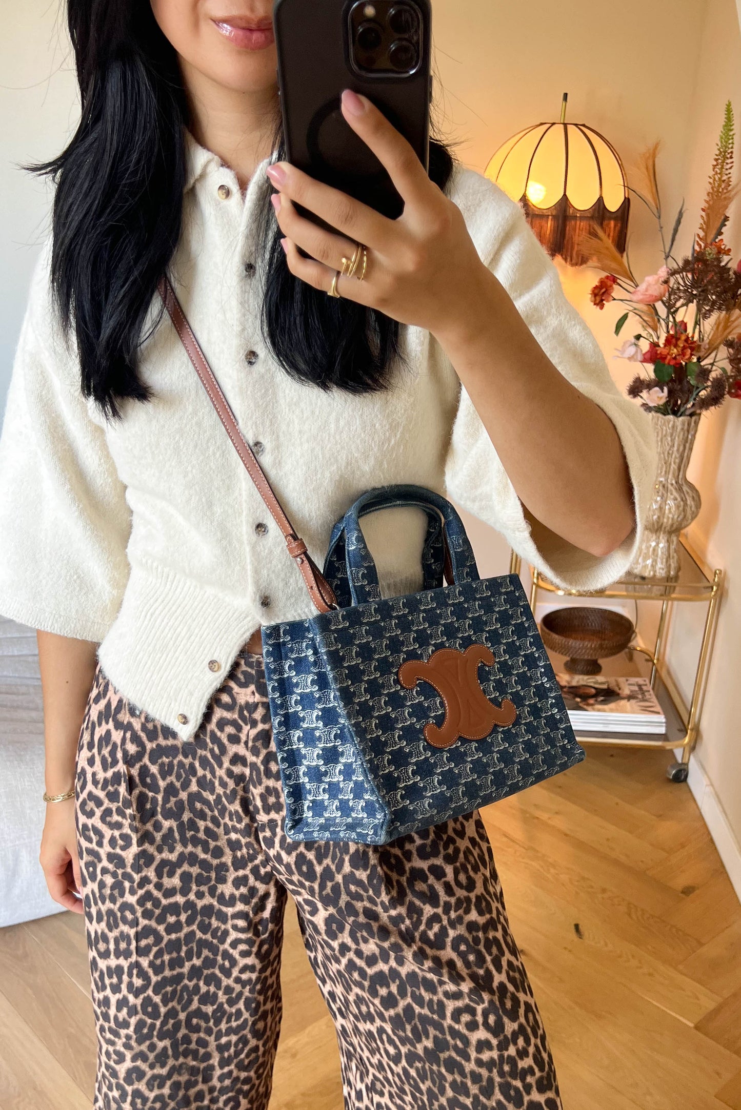 CELINE Triomphe Denim Tote Bag