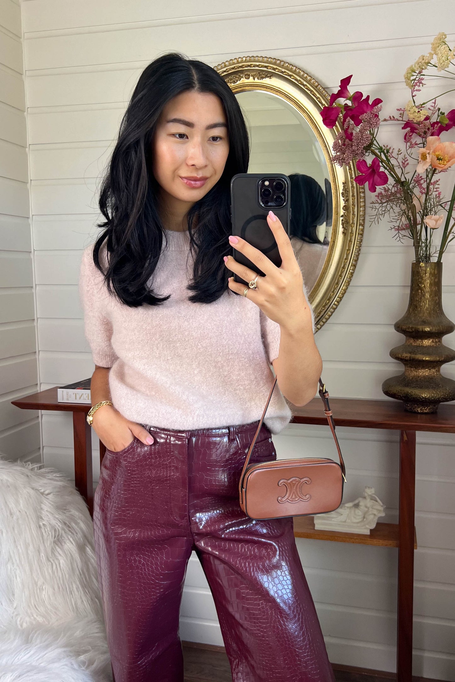 CELINE Triomphe Shoulder Bag Brown