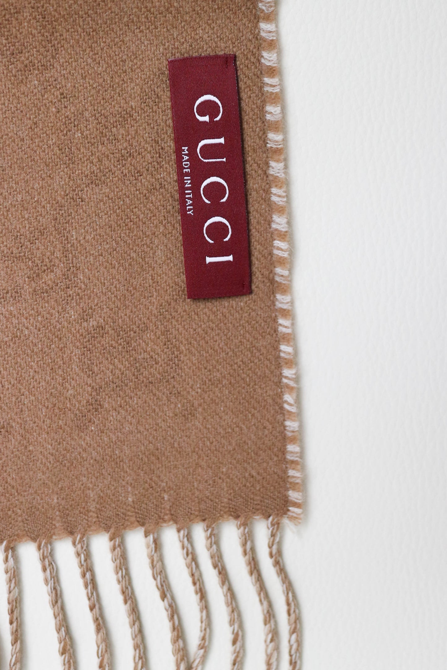 Gucci Logo Wool Scarf Beige