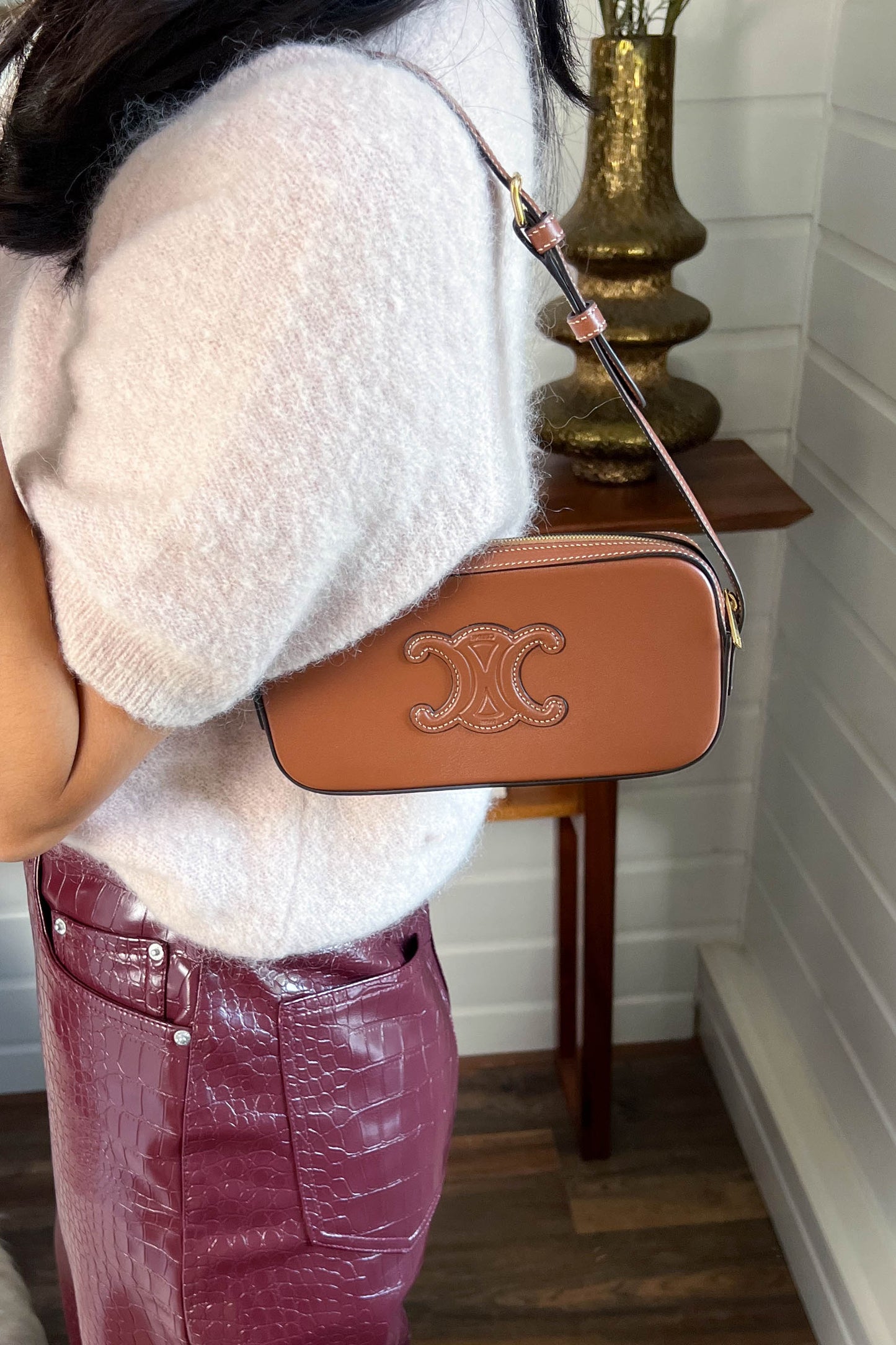 CELINE Triomphe Shoulder Bag Brown