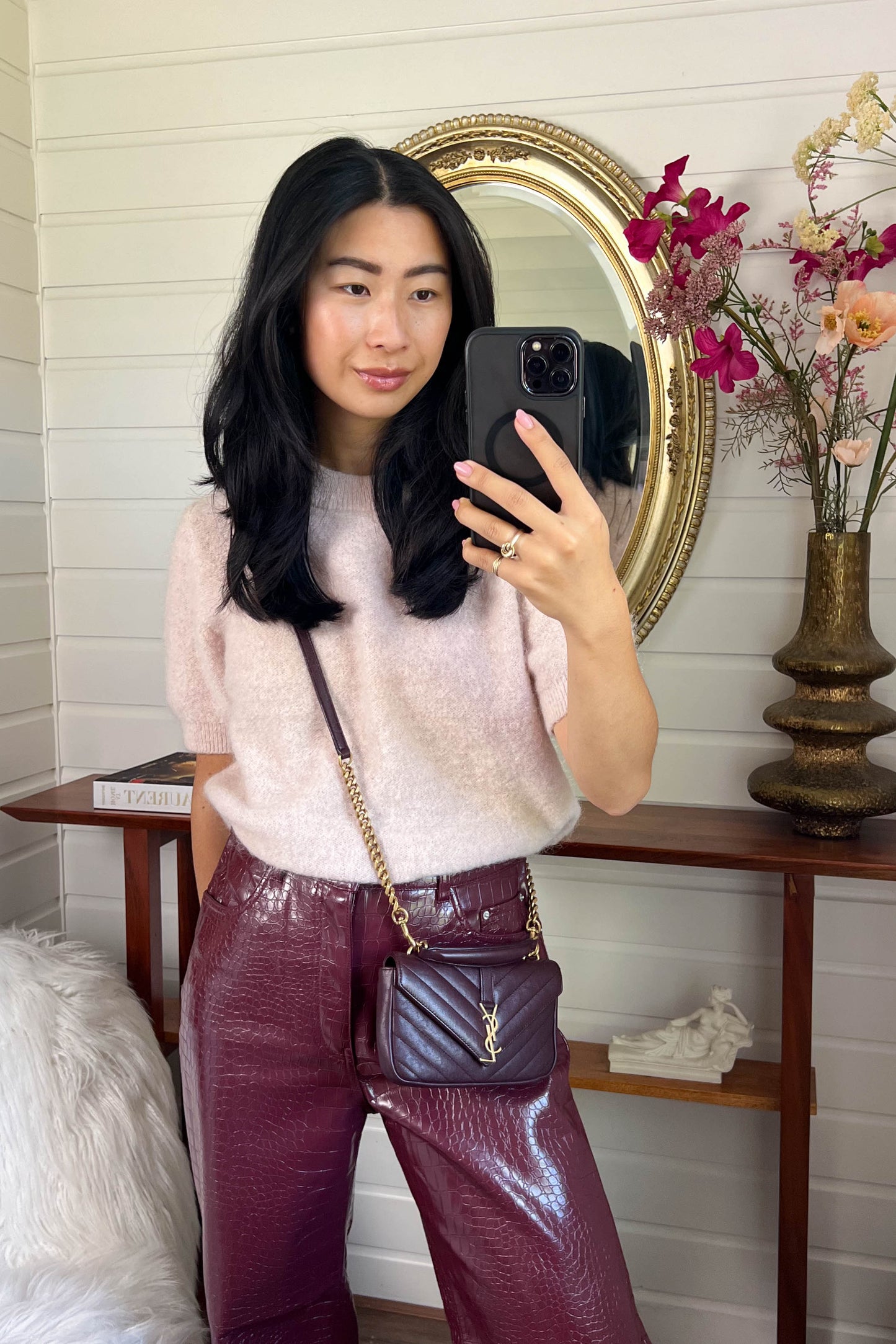Saint Laurent College Mini Bag Burgundy