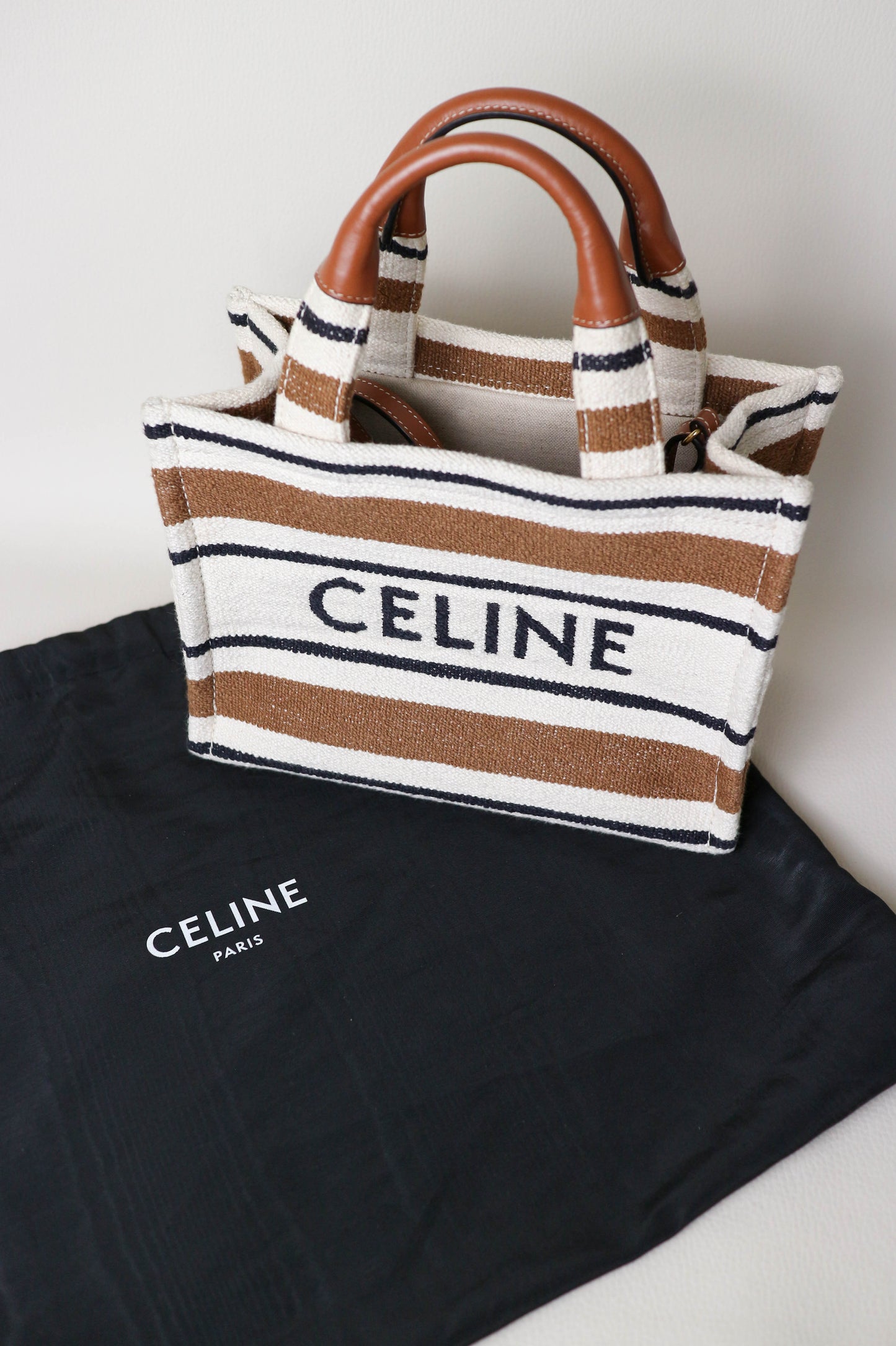 CELINE Mini Canvas Tote Bag Brown