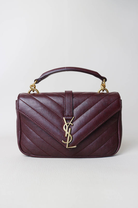 Saint Laurent College Mini Bag Burgundy