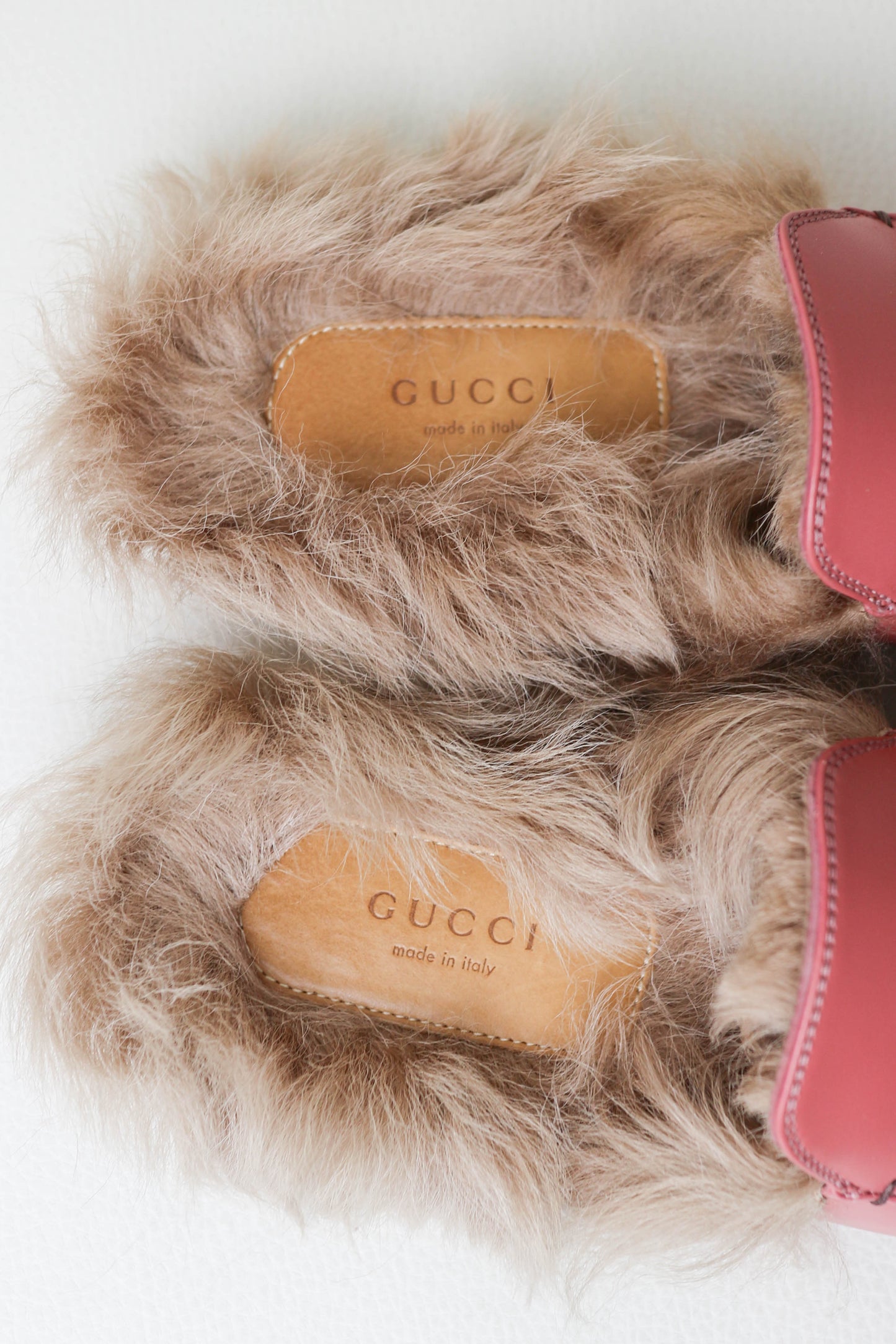 Gucci Princetown Fur Loafers Pink