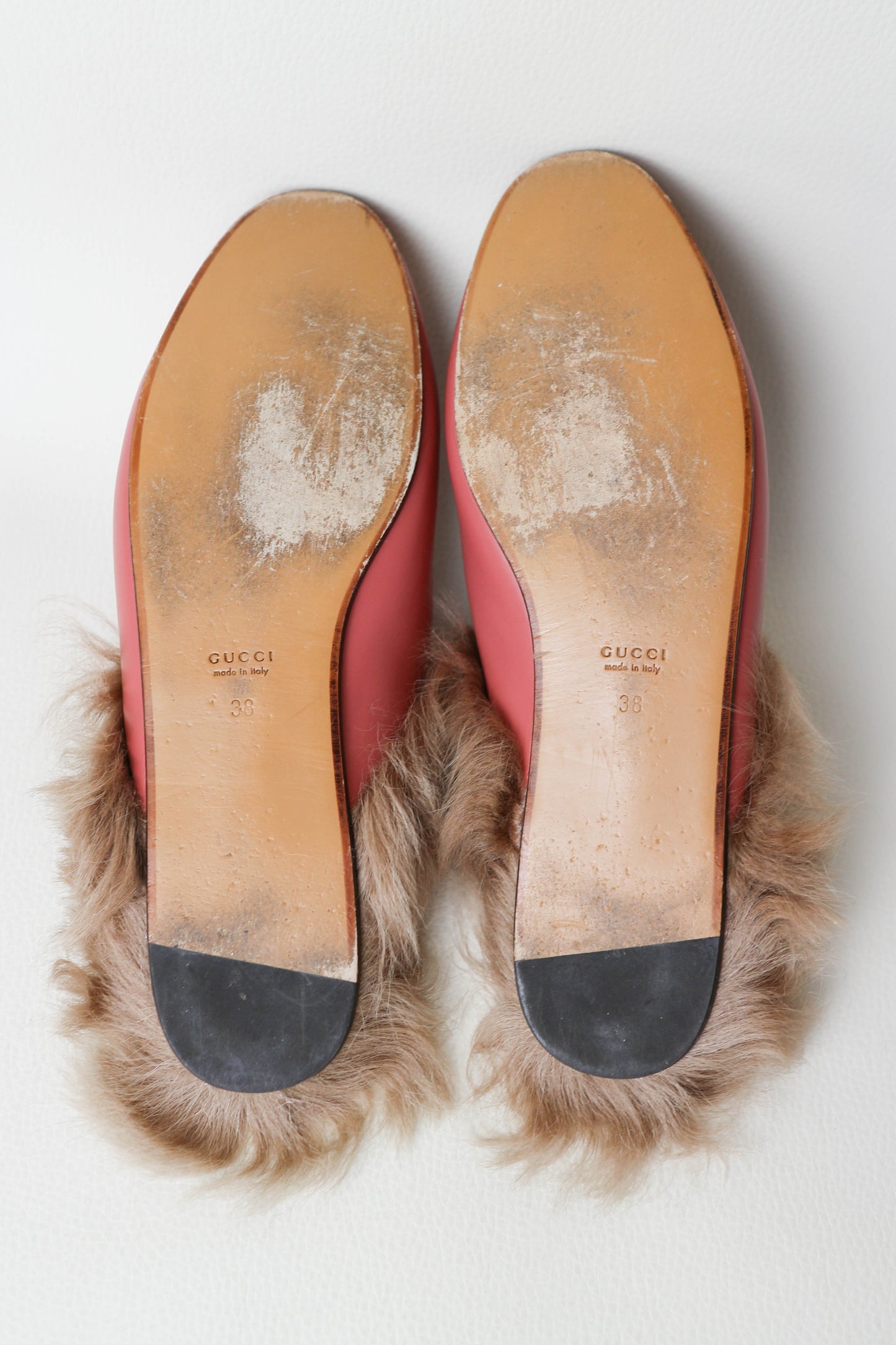 Gucci Princetown Fur Loafers Pink