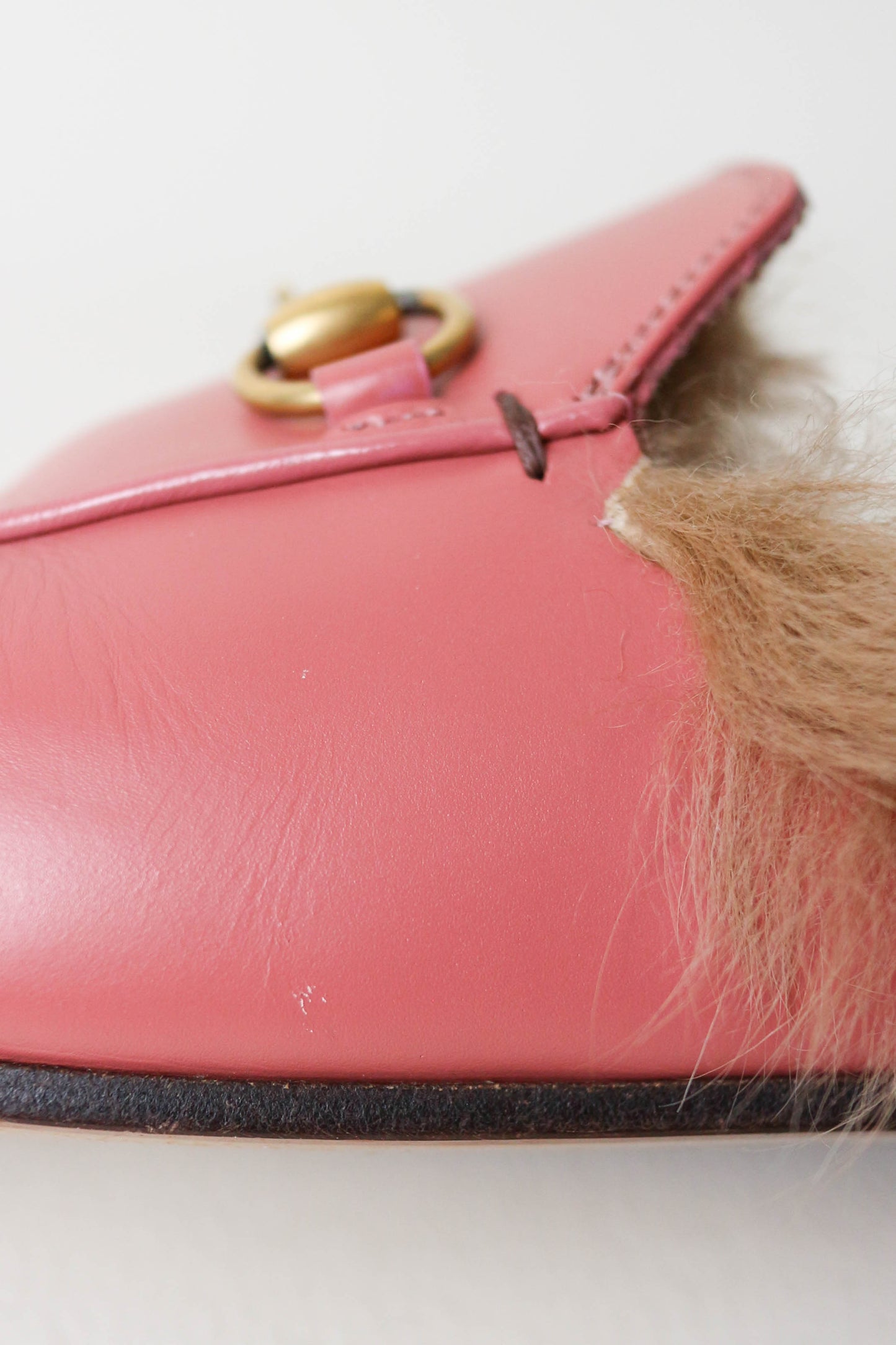 Gucci Princetown Fur Loafers Pink