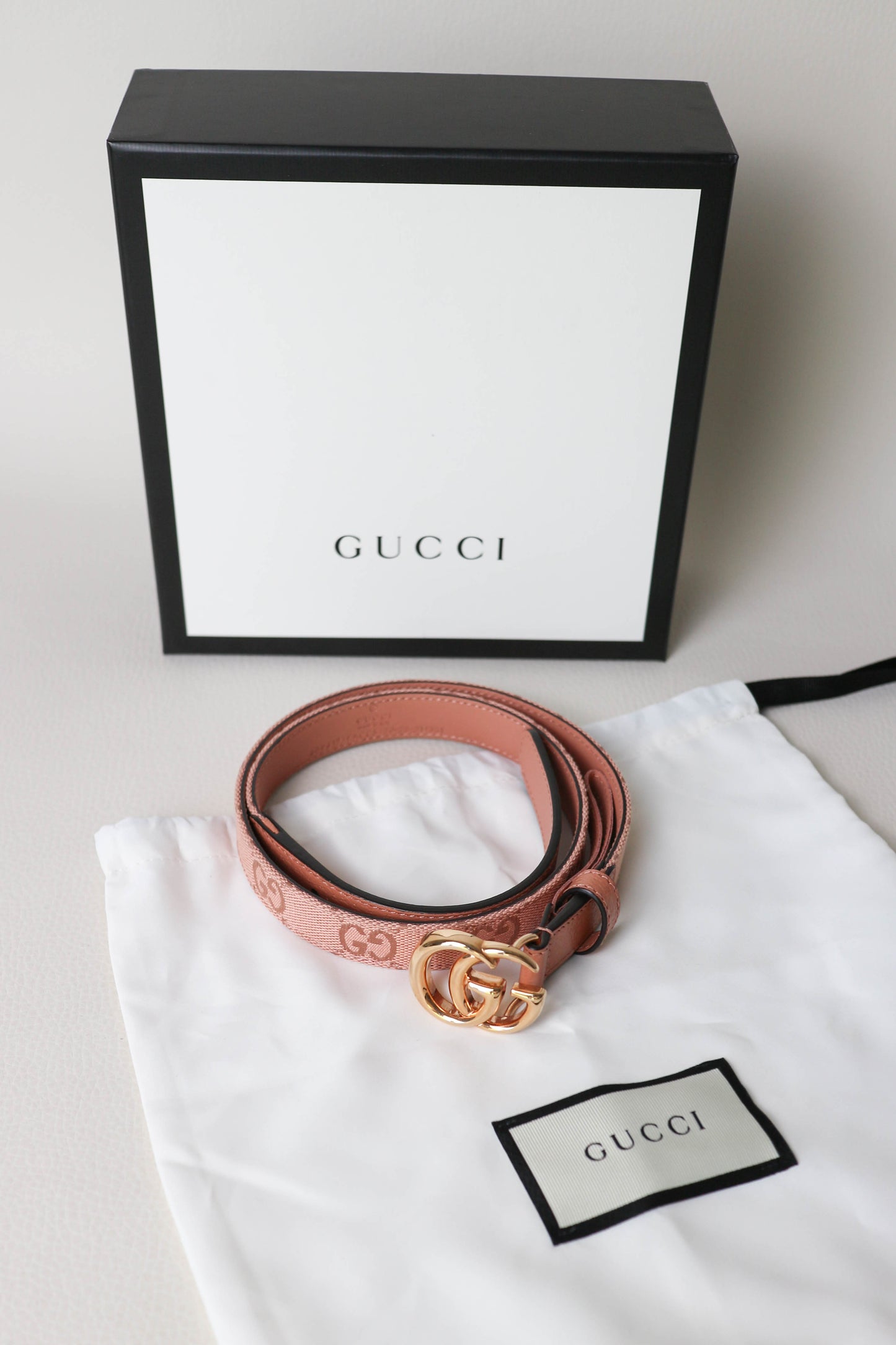 Gucci Marmont Logo Belt Pink