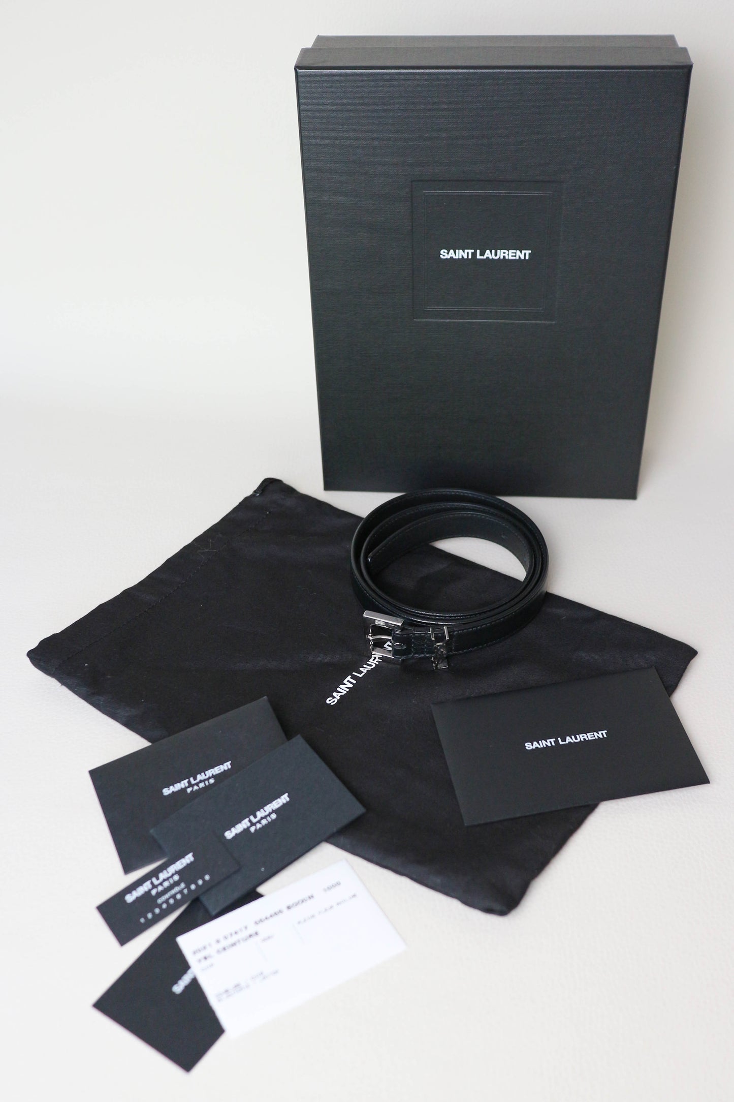 Saint Laurent Narrow Monogram Leather Belt