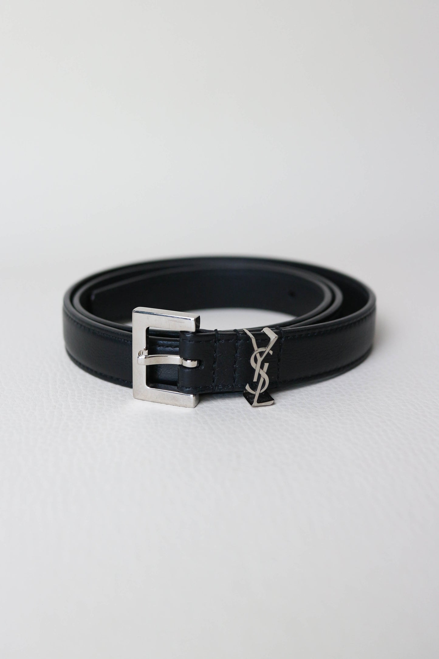Saint Laurent Narrow Monogram Leather Belt