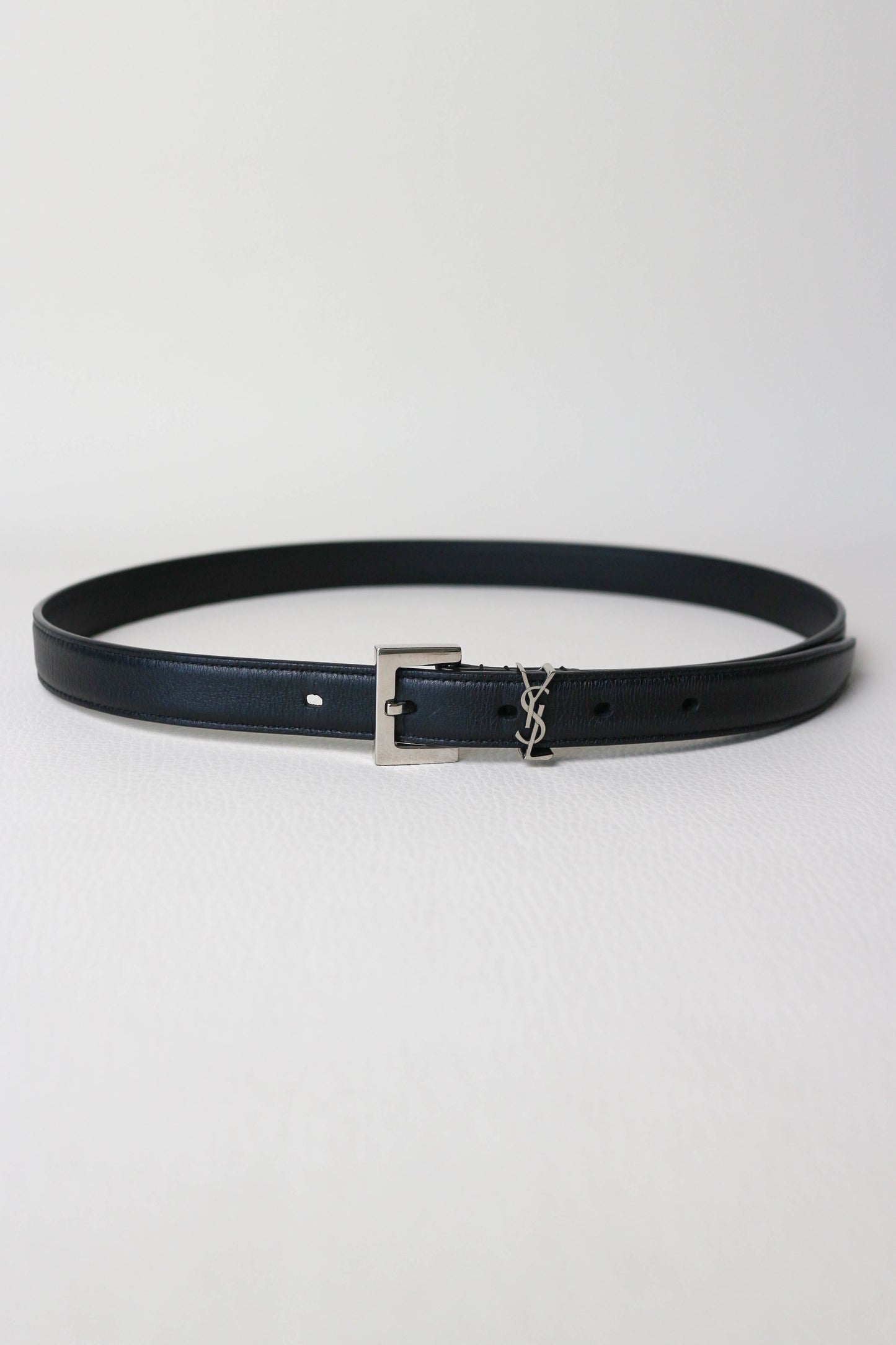 Saint Laurent Narrow Monogram Leather Belt
