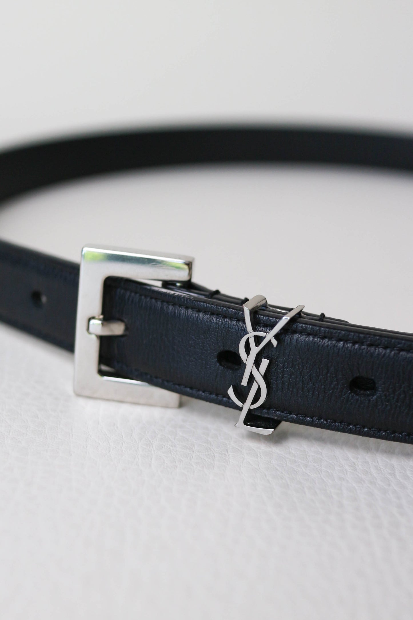 Saint Laurent Narrow Monogram Leather Belt