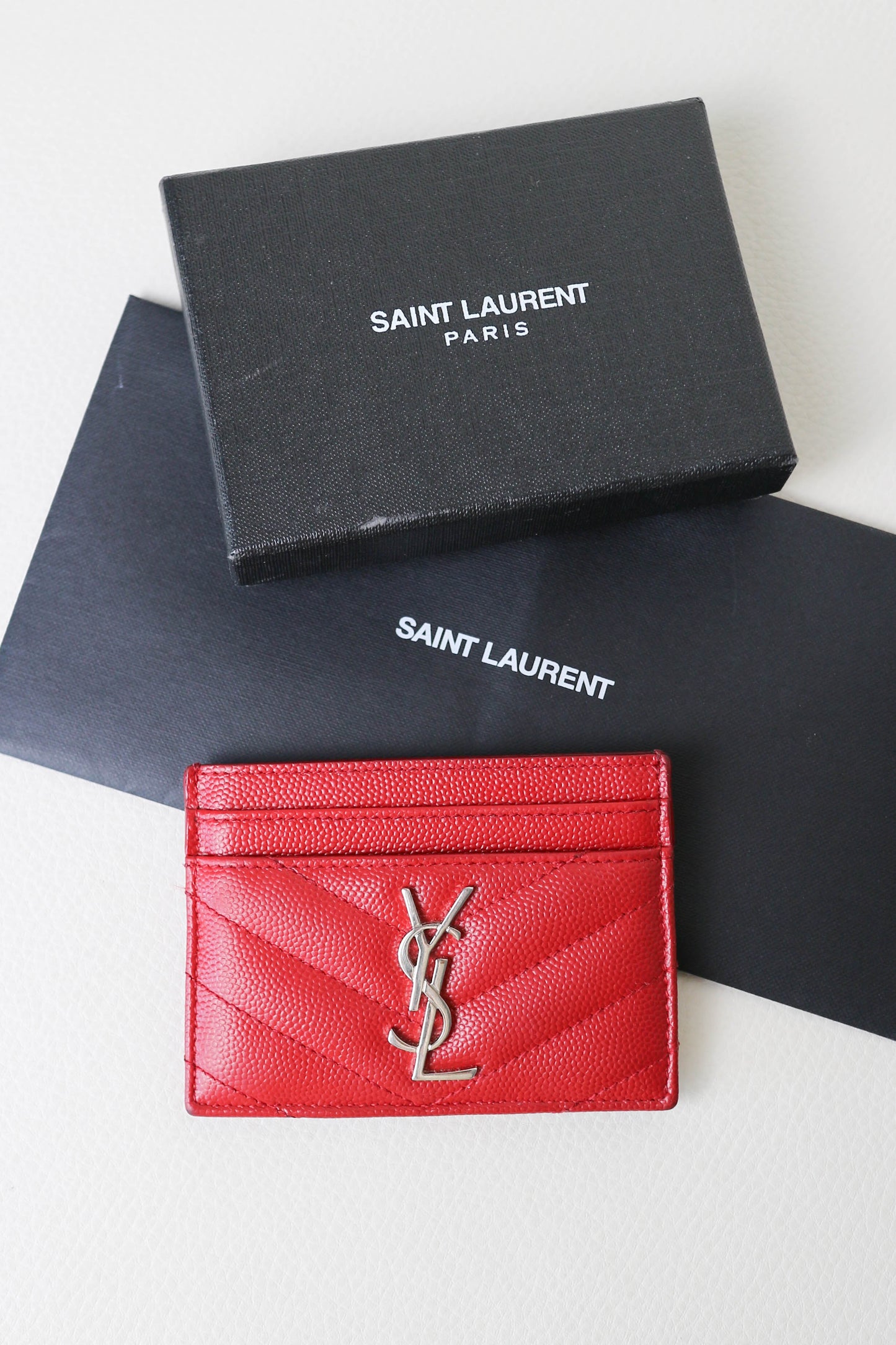 Saint Laurent Cassandre Logo Card Holder Red