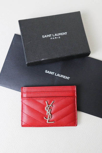 Saint Laurent Cassandre Logo Card Holder Red