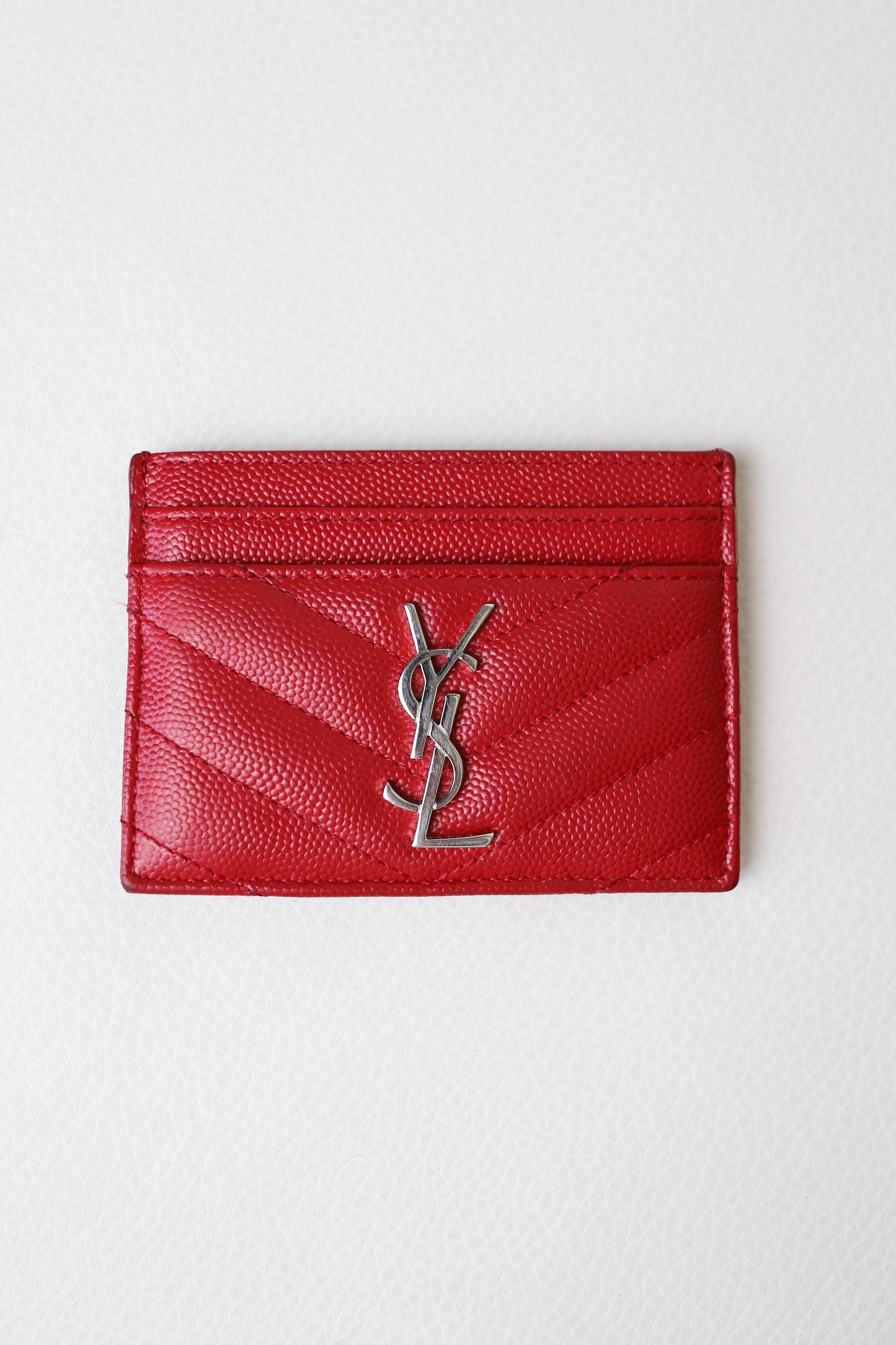Saint Laurent Cassandre Logo Card Holder Red