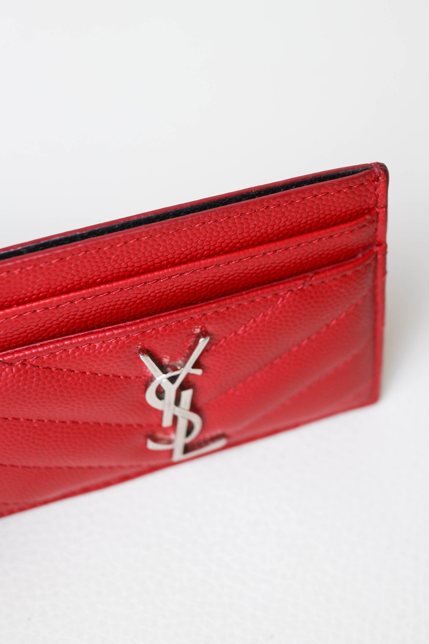 Saint Laurent Cassandre Logo Card Holder Red