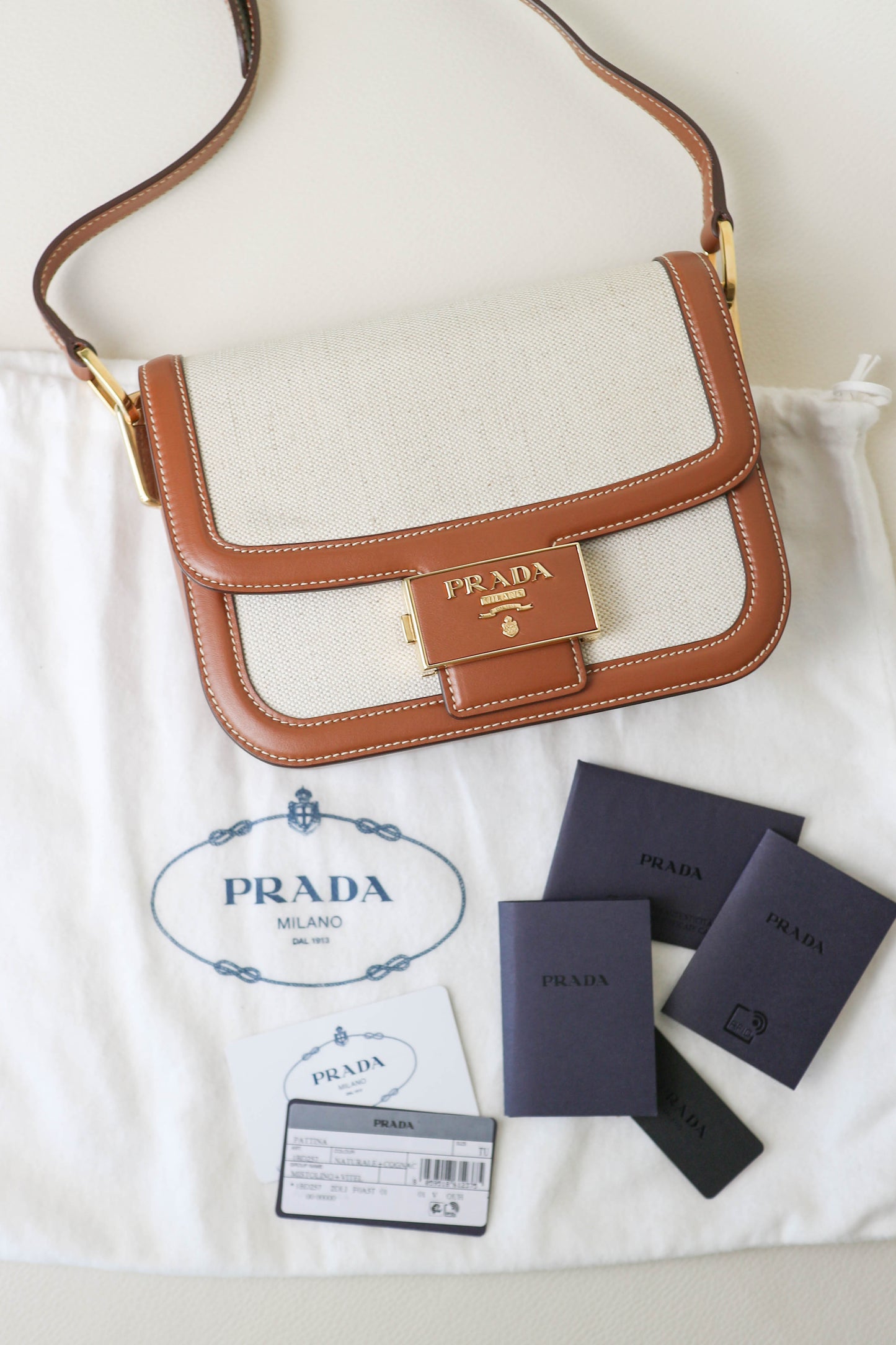 Prada Canvas Crossbody Bag Brown