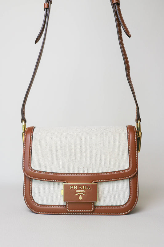 Prada Canvas Crossbody Bag Brown